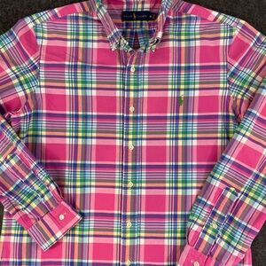 Ralph Lauren Pink Plaid Casual Button Down Shirt
